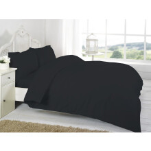 (Single, Black) Kampala Hill 100% Egyptian Cotton Duvet Cover Set 200 Thread Count Bedding Pillowcase