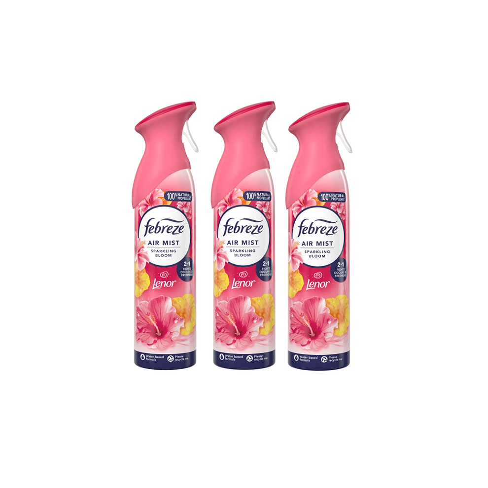 Febreze Aerosol Mist Air Freshener Spray Sparkling Bloom Scent 3 x 185ml