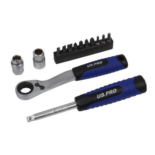 US PRO Tools 29pc Metric Go-thru Socket Set, Ratchet With Accessories 7558 2