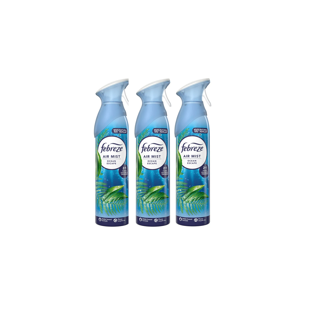 Febreze Aerosol Mist Air Freshener Spray Ocean Escape Scent  3 x 185ml