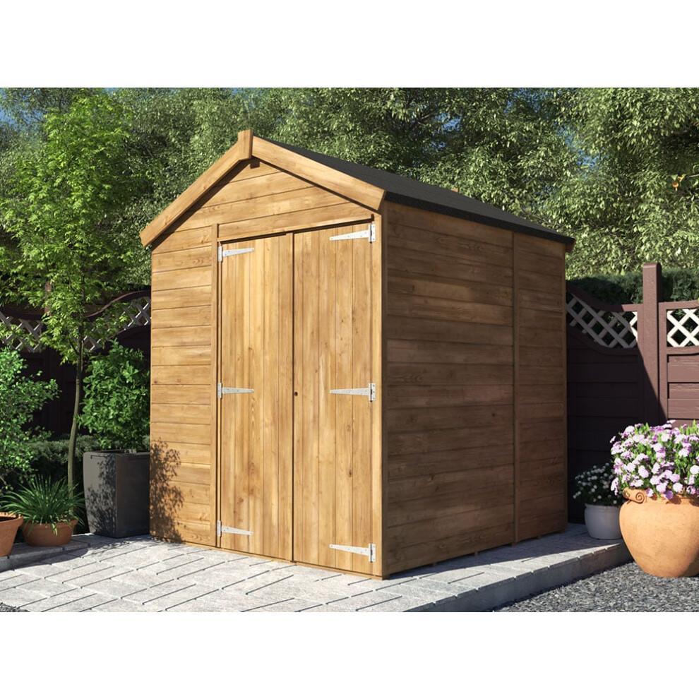 Dunster House Wooden Garden Shed 1.8m x 1.8m Outdoor Storage Building Overlord with Apex Roof