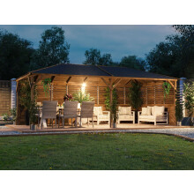 Wooden Gazebo 6x3m Louvre Walled Pressure Treated  Roof Shingles Utopia Dunster House