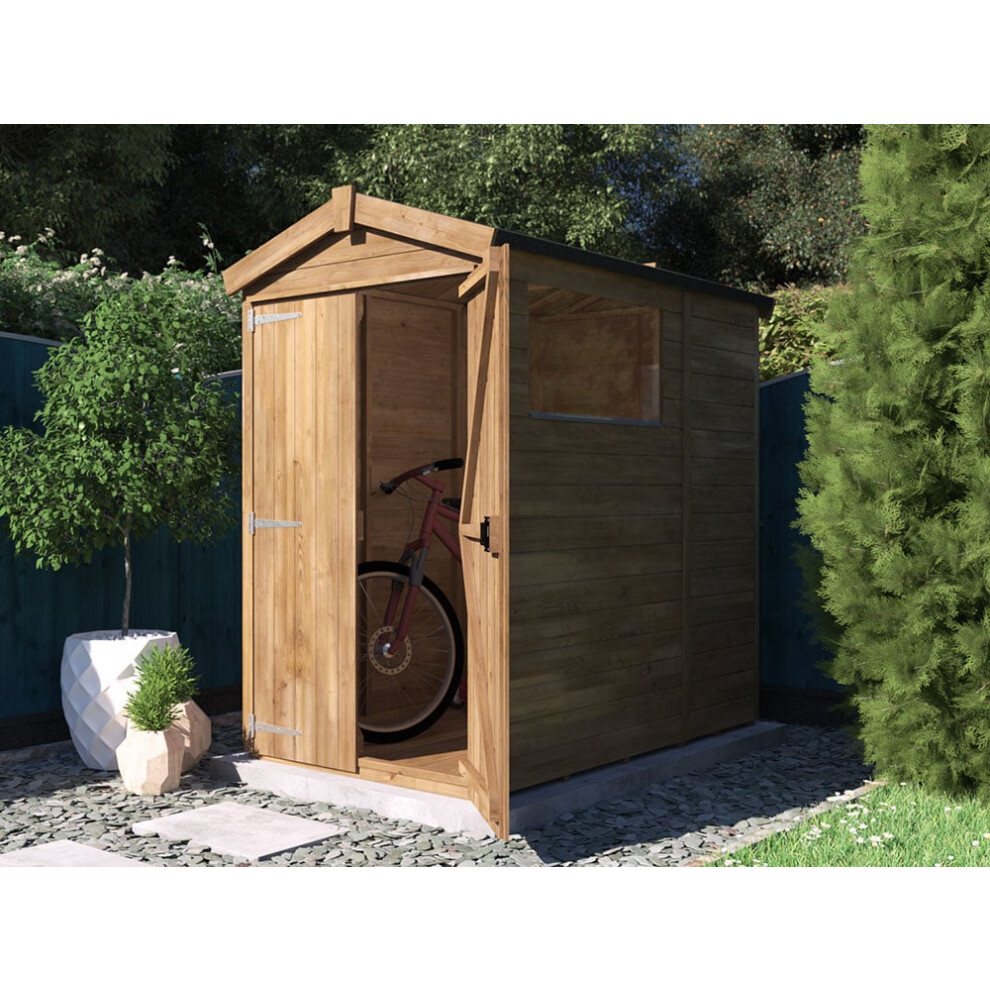 Dunster House Wooden Garden Shed 1.2m x 1.8m Outdoor Storage Building Overlord with Apex Roof and Window