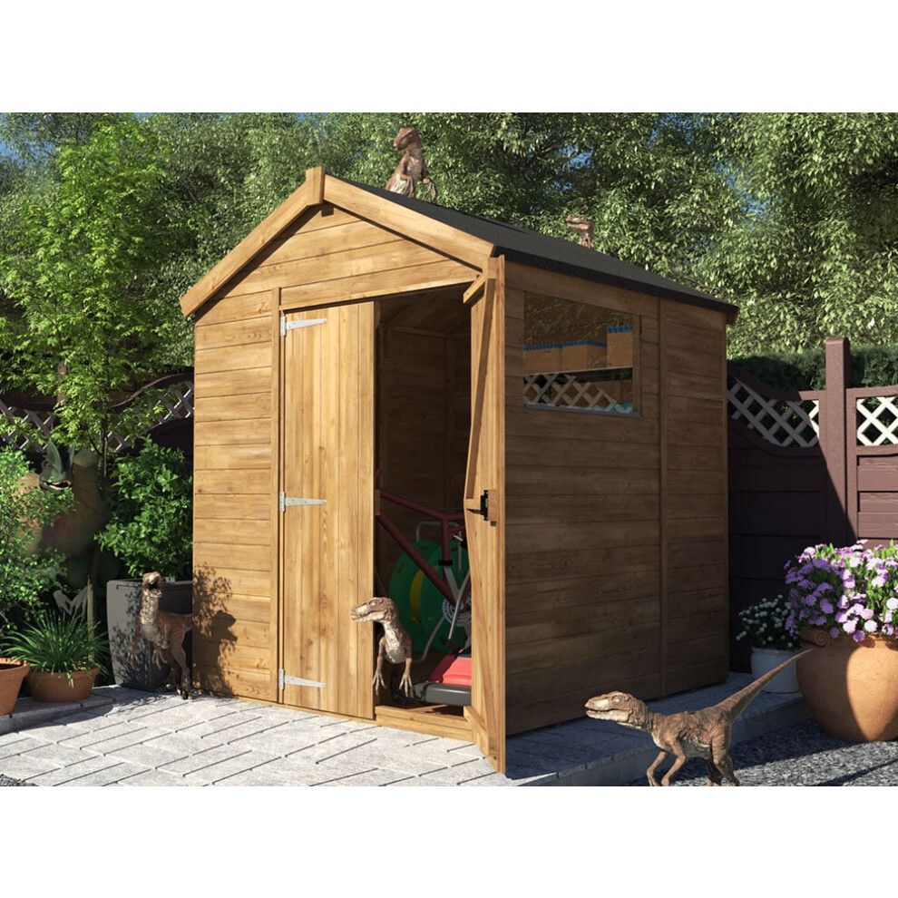 Dunster House Wooden Garden Shed 1.8m x 1.8m Outdoor Storage Building Overlord with Apex Roof and Window