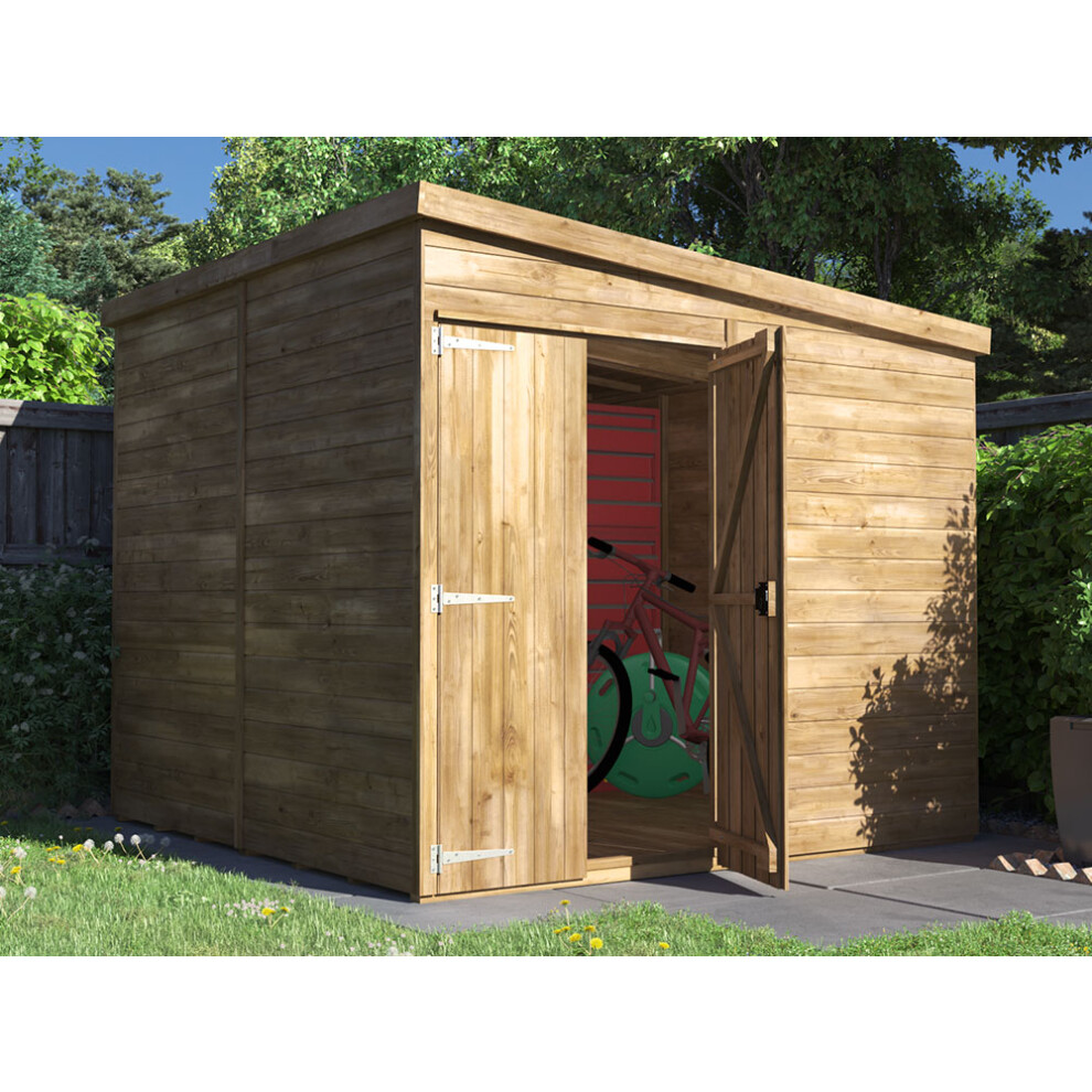 Dunster House Wooden Garden Shed 2.4m x 2.4m Storage Building Overlord with Pent Roof, Pressure Treated  Timber, Outdoor Modular