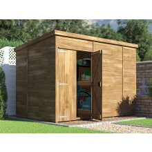 Wooden Garden Shed 3m x 18m Tongue and Groove Thick Walls Pent Roof Pressure Treated Timber Dunster House