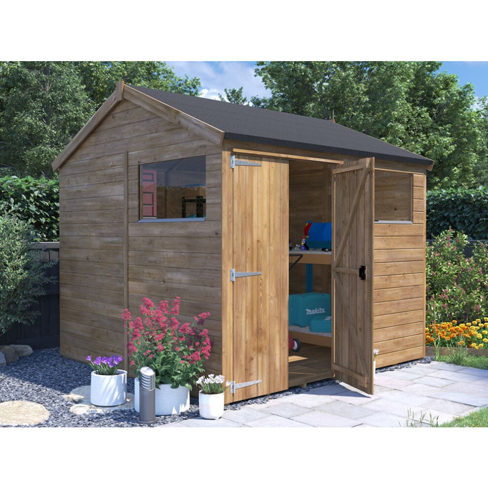 Dunster House Wooden Garden Shed 2.4m x 2.4m Outdoor Storage Building Overlord with Apex Roof and Window