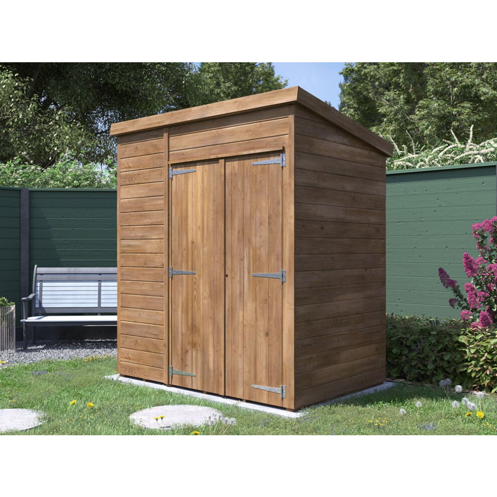Dunster House Garden Shed 1.8m x 1.2m 15mm Tongue & Groove Thick Walls & Pent Roof, Fully Pressure Treated Timber, Overlord Modular