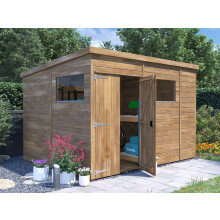 Wooden Garden Shed 3m x 24m Outdoor Storage Pent Roof Window Pressure Treated Timber Dunster House