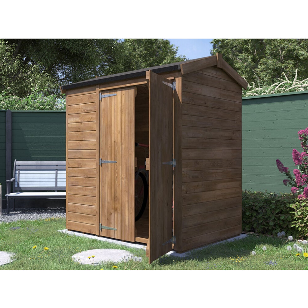 Dunster House Wooden Garden Shed 1.8m x 1.2m Outdoor Storage Building with Apex Roof, Pressure Treated Timber, Overlord  Modular
