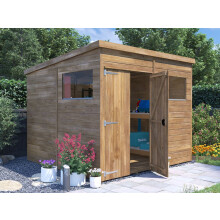 Wooden Garden Shed 24m x 24m Outdoor Storage Pent Roof Window Pressure Treated Timber Dunster House