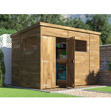 Wooden Garden Shed 3m x 1.8m 15mm Tongue &amp; Groove Walls, Pent Roof &amp; Window, Pressure Treated Timber, Overlord Modular