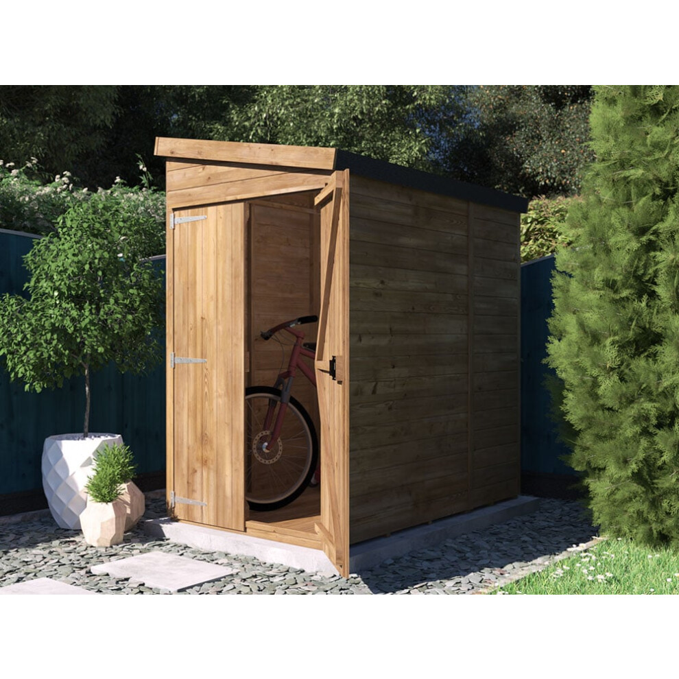 Dunster House Wooden Garden Shed 1.2m x 1.8m Outdoor Storage Building Overlord with Pent Roof