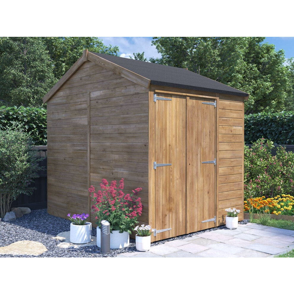 Dunster House Wooden Garden Shed 1.8m x 2.4m Outdoor Storage Building Overlord with Apex Roof