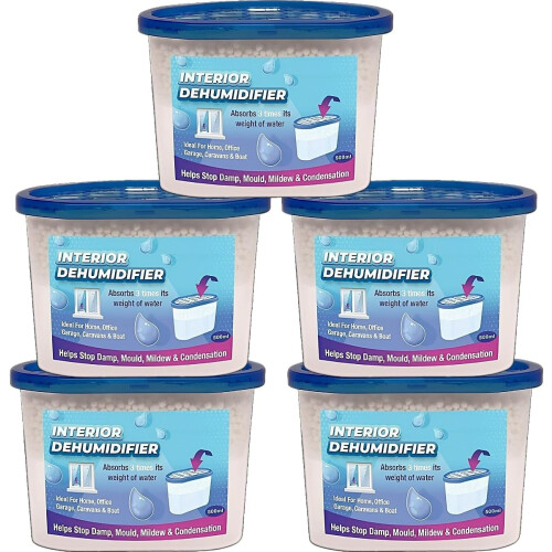 Interior Dehumidifier Damp Moisture 500ml - Pack of 5