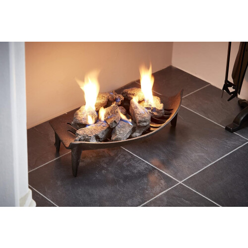Cast Iron Modern Fire Grate Black