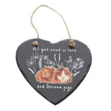 "All You Need Is Love" Colourful Slate Guinea Pig Heart Hanger