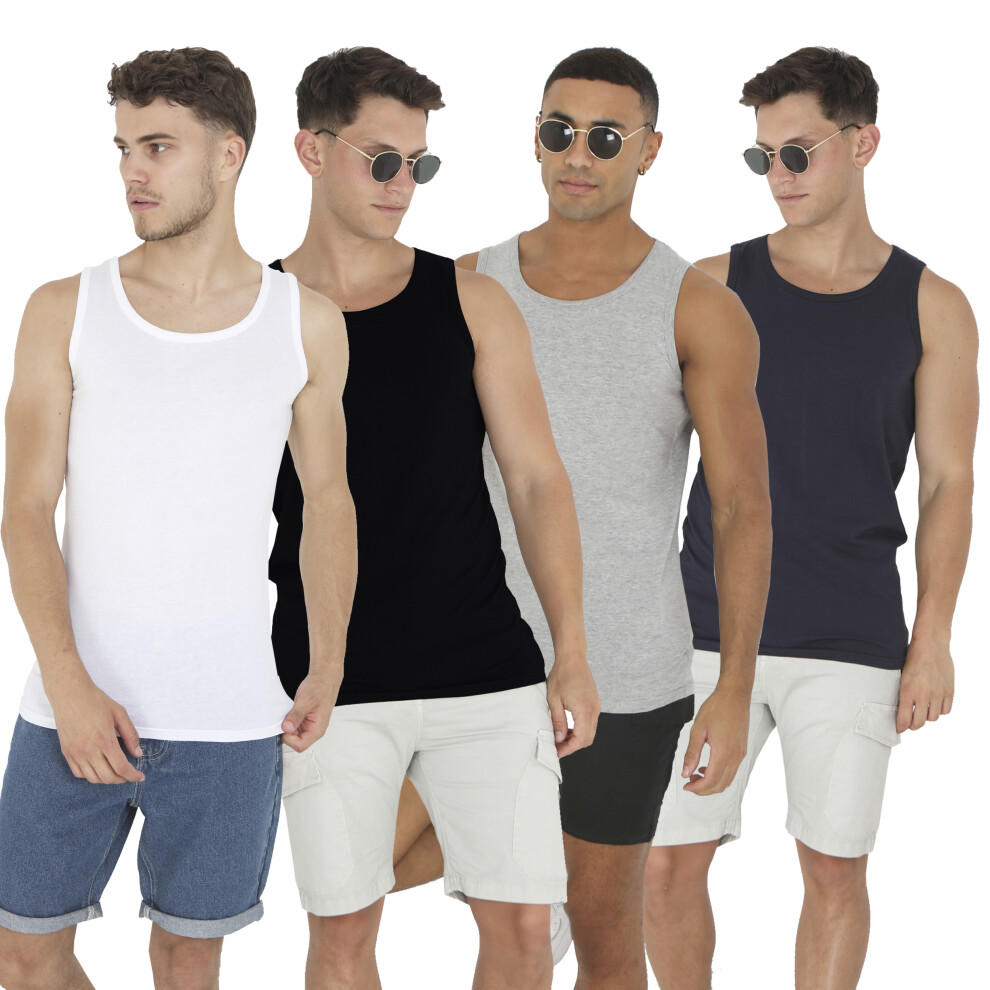 (Black, Mens Short Sleeve Muscle Casual Vest Top, S) Mens Sleeveless Cotton T-Shirts Vest  Base Layer