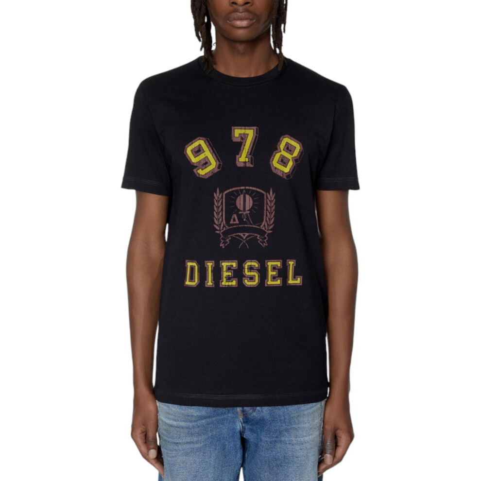 (XL) Diesel T-Diegor-E11 Mens T Shirts Crew Neck Short Sleeve Cotton Summer Tee Black