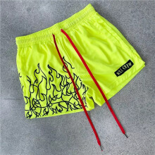(Fluorescent green, 4XL) Kill Crew Muay Thai Flame Shorts Sports and Casual Quick Drying Shorts