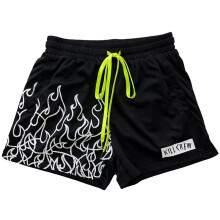(black and white, XL) Kill Crew Muay Thai Flame Shorts Sports and Casual Quick Drying Shorts