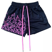 (Tibetan powder, M) Kill Crew Muay Thai Flame Shorts Sports and Casual Quick Drying Shorts