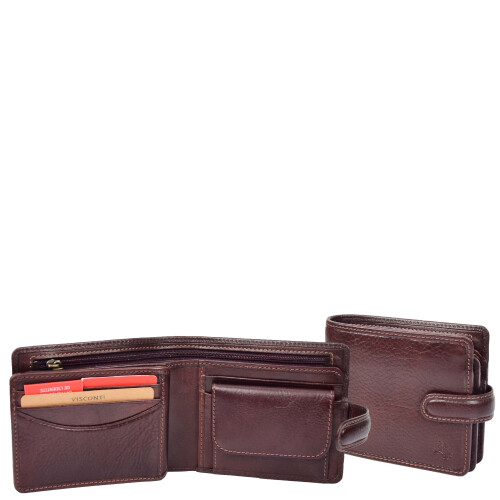 Mens Luxurious Leather Wallet Handmade Rich Brown RFID Blocking Gift Boxed Kane