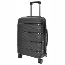 (Cabin) Expandable Hard Shell Luggage PP 8 Wheels Suitcases TSA Lock Travel Bags Titan Black