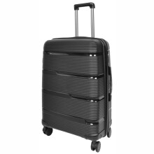 (Medium) Expandable Hard Shell Luggage PP 8 Wheels Suitcases TSA Lock Travel Bags Titan Black