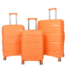 (Full Set Of 3 Sizes) Expandable Hard Shell Luggage PP 8 Wheels Suitcases TSA Lock Travel Bags Titan Orange