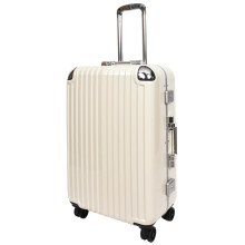 (Beige, Medium) Premium Luggage Metal Frame Hard Side Spinner 8 Wheels TSA Latch PC Shell Suitcases Elite Beige