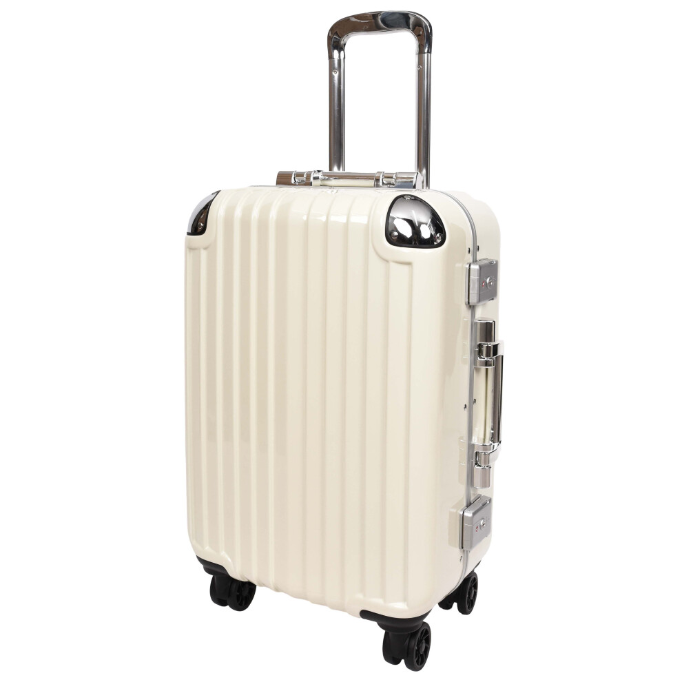 (Beige, Cabin) Premium Luggage Metal Frame Hard Side Spinner 8 Wheels TSA Latch PC Shell Suitcases Elite Beige