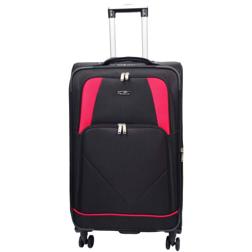 (Black, Medium Check-in Size) Expandable Four Wheel Soft Suitcase Luggage York Black