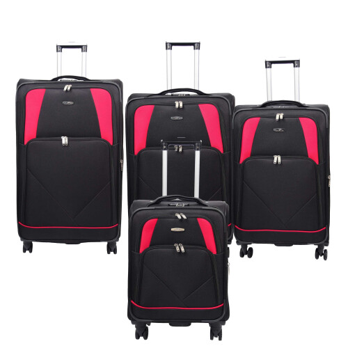 (Black, Medium Check-in Size) Expandable Four Wheel Soft Suitcase Luggage York Black 1