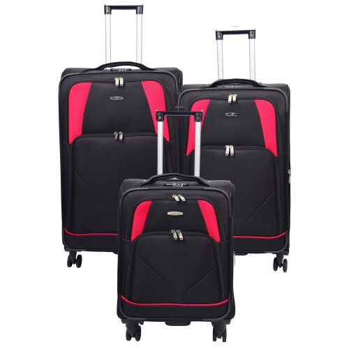 (Black, Medium Check-in Size) Expandable Four Wheel Soft Suitcase Luggage York Black 2