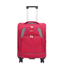 (Red, Small Cabin Size) Expandable Four Wheel Soft Suitcase Luggage York Red