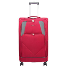 (Red, Large Check-in Size) Expandable Four Wheel Soft Suitcase Luggage York Red