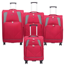 (Red, Full Set of 4 Sizes (S-M-L-XL)) Expandable Four Wheel Soft Suitcase Luggage York Red