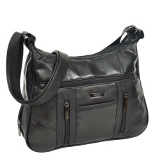 Womens Leather Crossbody Bag Black Multi Pockets Soft Handbag A990
