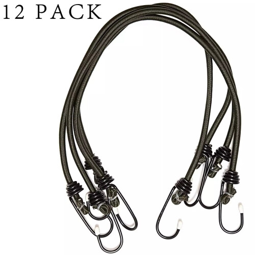 True Face 12Pcs Heavy Duty Bungee Cord Luggage Strap Elastic Stretch Rope Hooks 2