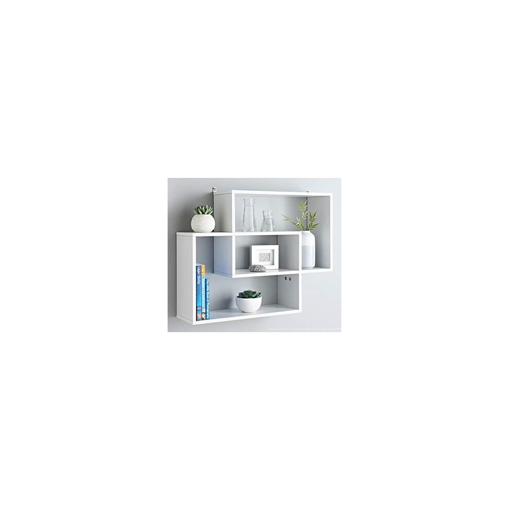 (White) Multi Compartment Space Saving Floating Shelves