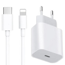D330435 - 20W USB-C PD Fast Charger with EU Plug + 2m USB-C Cable for iPhone 11/12/13, iPad, iPod