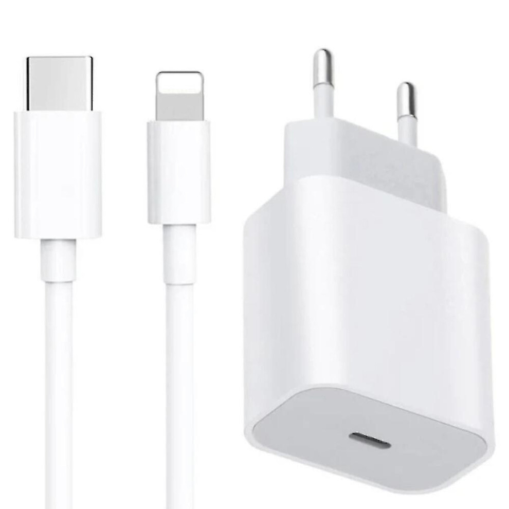 D330435 - 20W USB-C PD Fast Charger with EU Plug + 2m USB-C Cable for iPhone 11/12/13, iPad, iPod