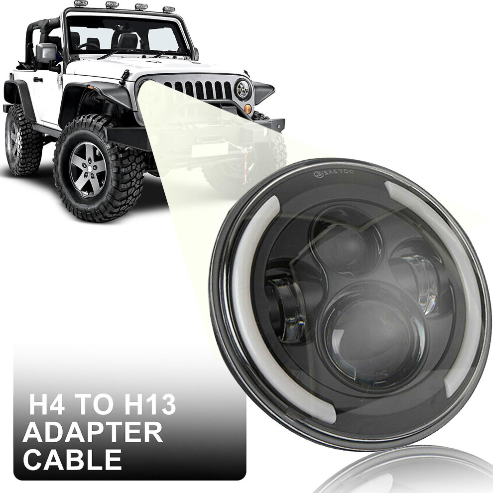 Ln629-A 7 Inch Halo Led Headlight For Jeep Wrangler 97-17, 2X200w, Waterproof, With Low/High Beam And Drl 9099488688092