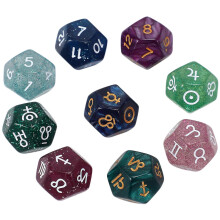 9pcs Pearl 12-sided Astrology Zodiac Signs Dice For Constellation Divination Toys Creative Multi Si