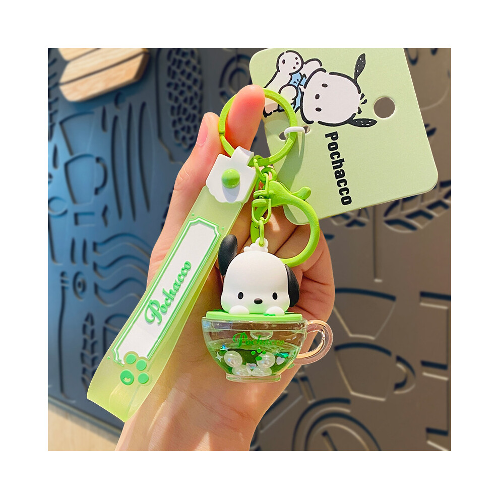 (Pochacco) Coffee Cute Sanrio Cup Floating Bottle Keychain Adorable Pvc Cartoon Charm Bag Gift