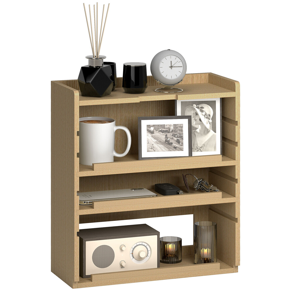 HOMCOM 4-Tier Desktop Organiser With Cable Management For Stationery Oak Tone