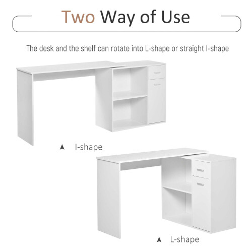Homcom HOMCOM Computer Desk Rotating Dining Table W/ Storage Shelf White 2