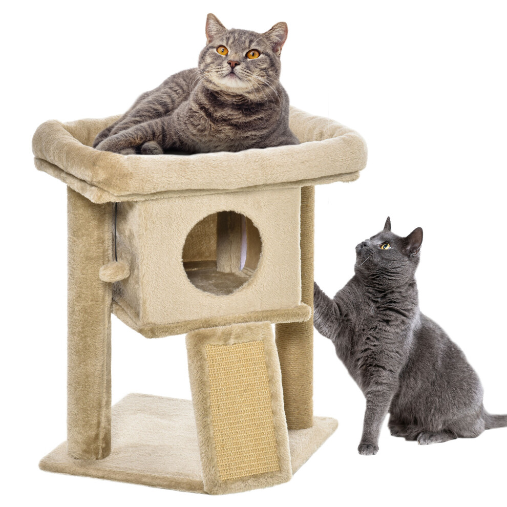 Cat Tree Tower With Jute Scratching Pad, Toy Ball, Cat House