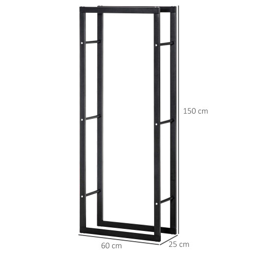 Homcom HOMCOM 150cm Metal Firewood Log Holder Rack Elevated Design, Base Side Rails 1